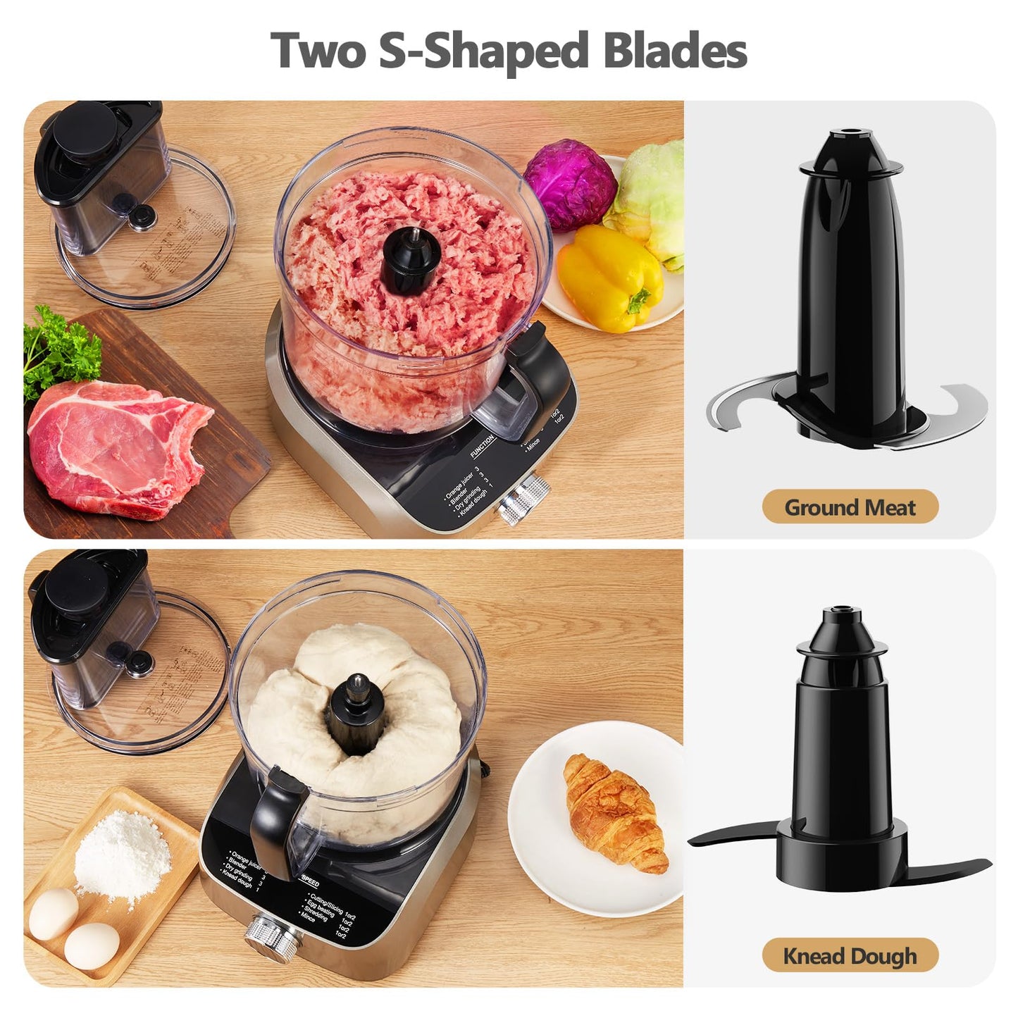 YASHE 1300W Food Processor, 11-in-1 Multifunctional Kitchen Machine with 2.5L Bowl & 1.5L Blender, Mixer, Grinder, Juicer, Dough Kneader, Chopper, Slicer & Shredder for Family Use