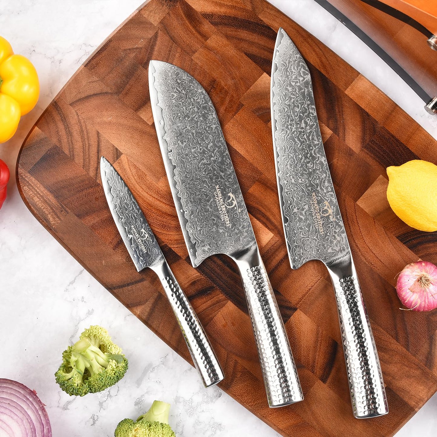 NANFANG BROTHERS Damascus Kitchen Knife Set (Grey-4Pcs)
