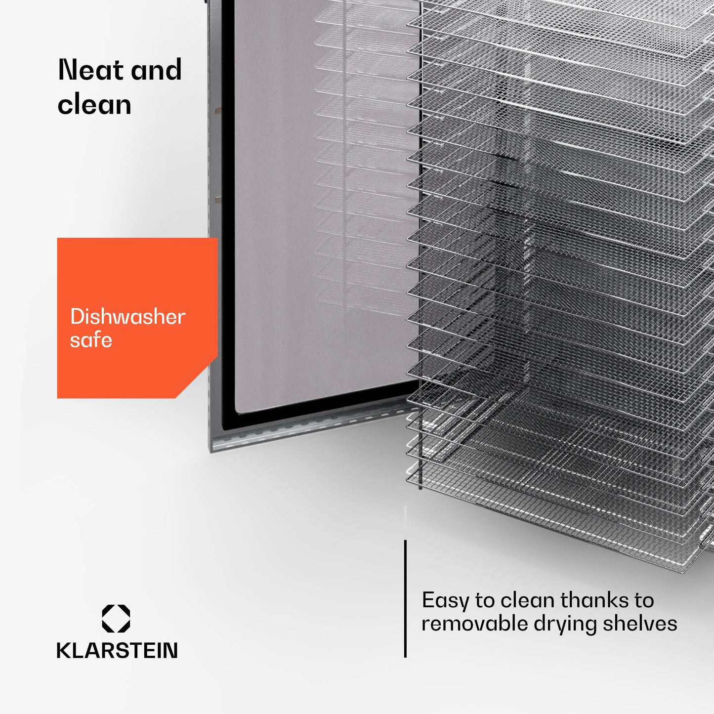 Klarstein dehydrator, dehydrator for Vegetables, Fruit, Meat, 1500 W Stainless Steel dehydrator, Drying Machine with 16 Metal grids, dehydrator h 24 H Timer & Touch Display,Food dehydrator
