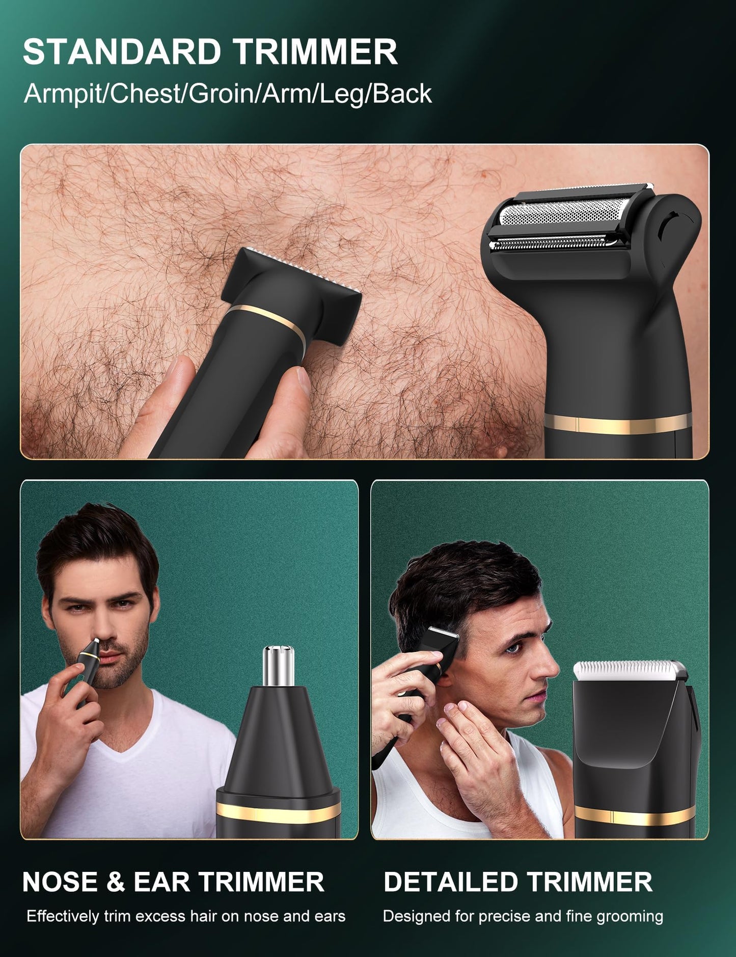 Manscape Body Trimmer Men 3 in 1, Pubic & Ball Trimmer Man IPX7 Waterproof, Rechargeable Body Shavers for Men with 2 Combs, Painless Nose Hairs Trimmer for Man,Wet & Dry
