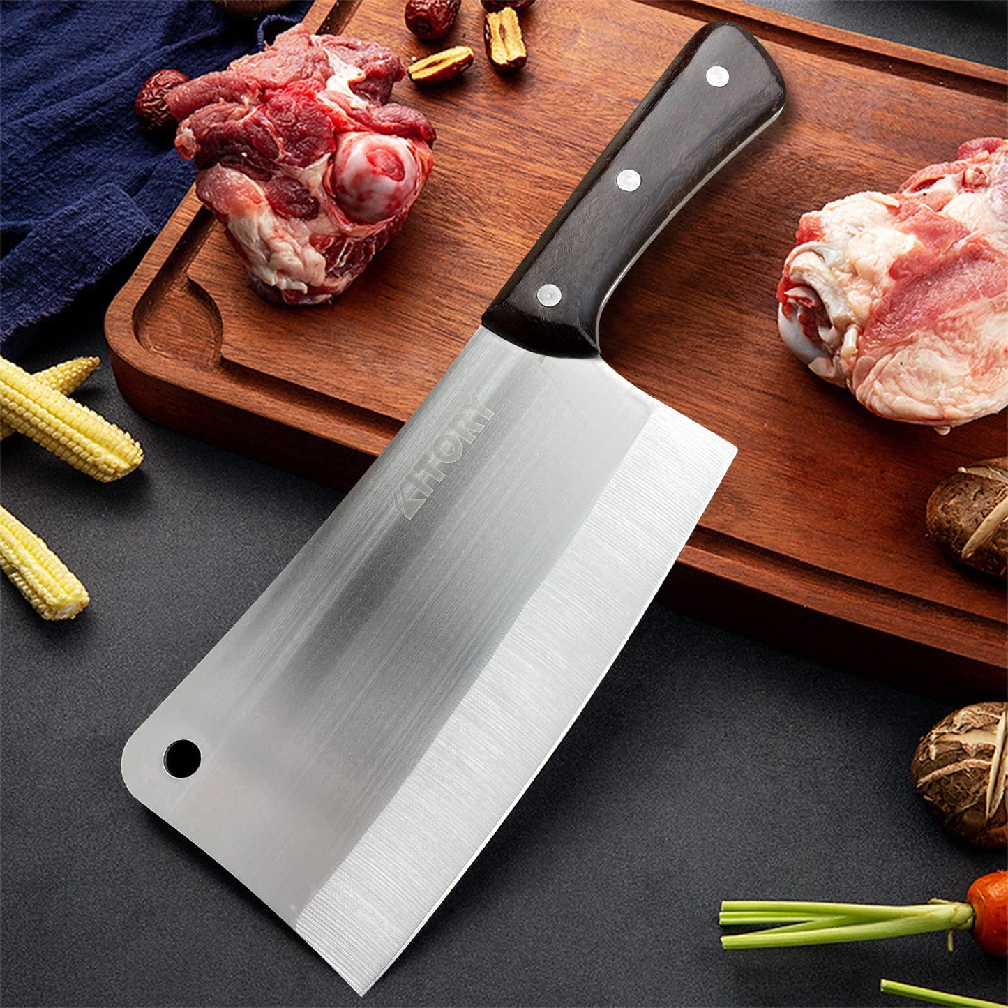 Kitory Kitchen Knife 7 Inch Full Tang Handmade Chef's Knife High Carbon Stainless Steel Cooking Knife with Ergonomic Handle for Home, Kitchen, Restaurant