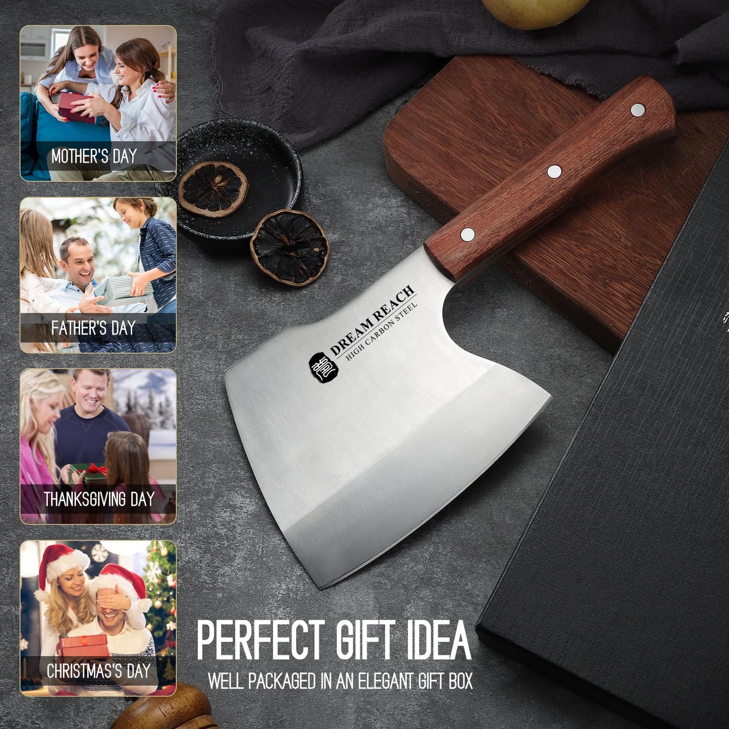 Dream Reach Heavy Duty Chef Knife Stainless Steel Kitchen Knife Full Tang Hand Forged Cooking Knife