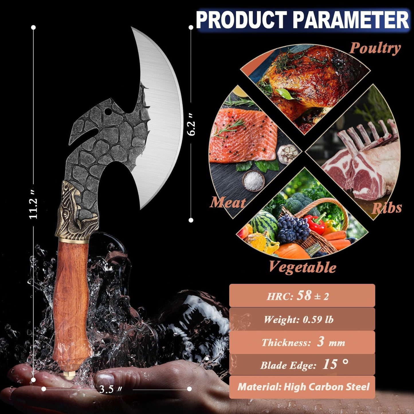 Dream Reach Chef Knife Hand Forged Kitchen Knife with Sheath Home Birthday Gift Men