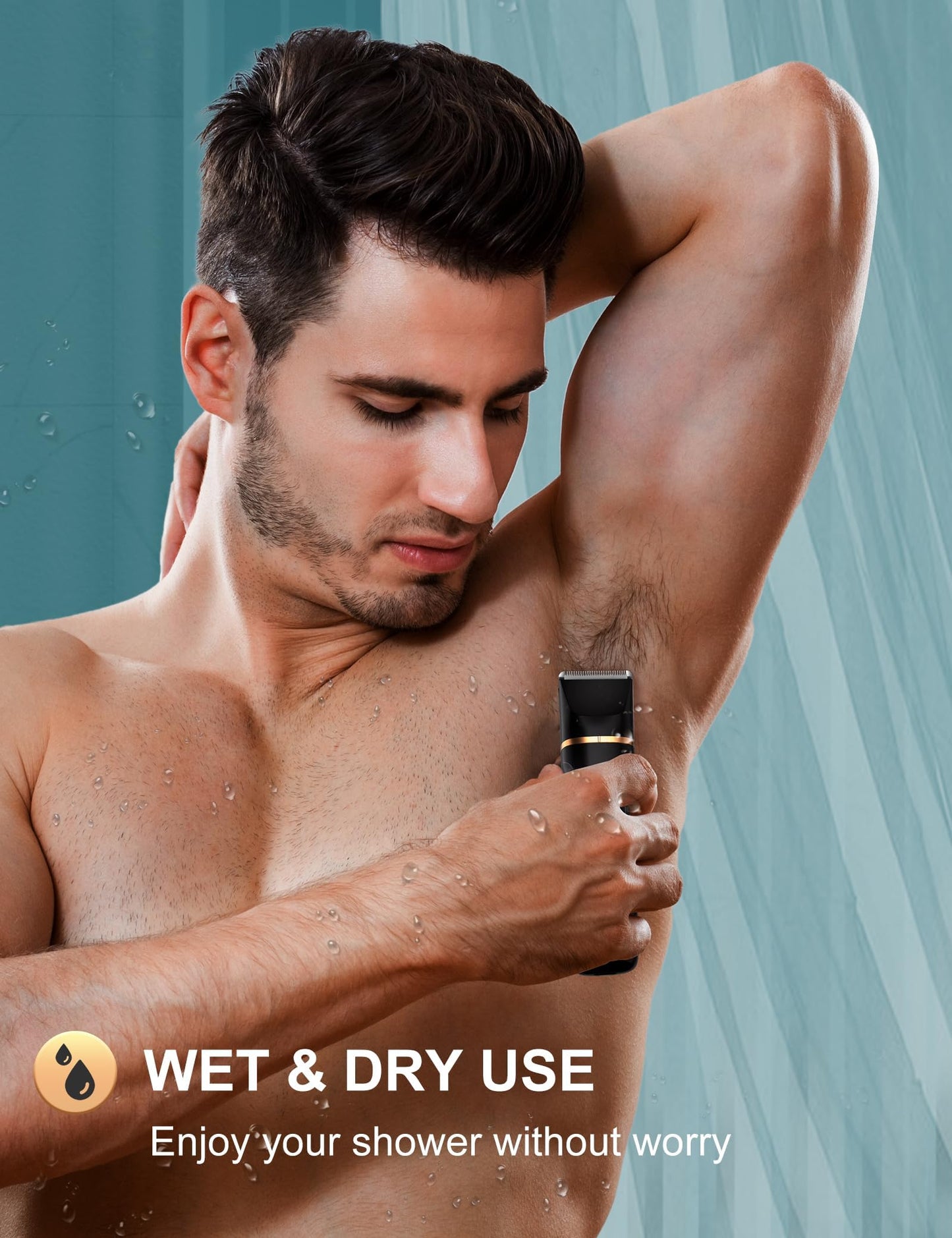 Manscape Body Trimmer Men 3 in 1, Pubic & Ball Trimmer Man IPX7 Waterproof, Rechargeable Body Shavers for Men with 2 Combs, Painless Nose Hairs Trimmer for Man,Wet & Dry