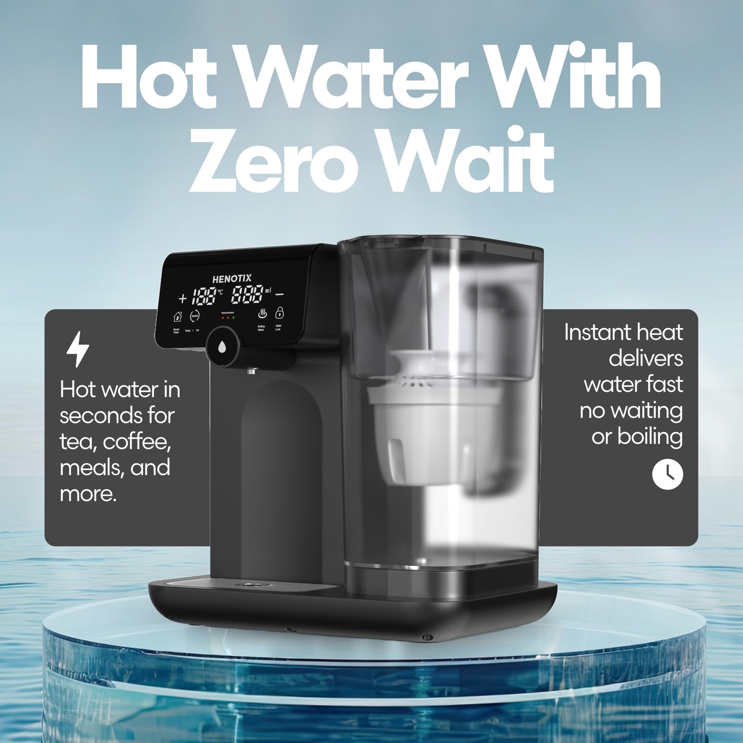 Hot Water Dispenser With Filter β Instant Hot Water, Energy Efficiency, For Home Kitchen, Detachable Jug