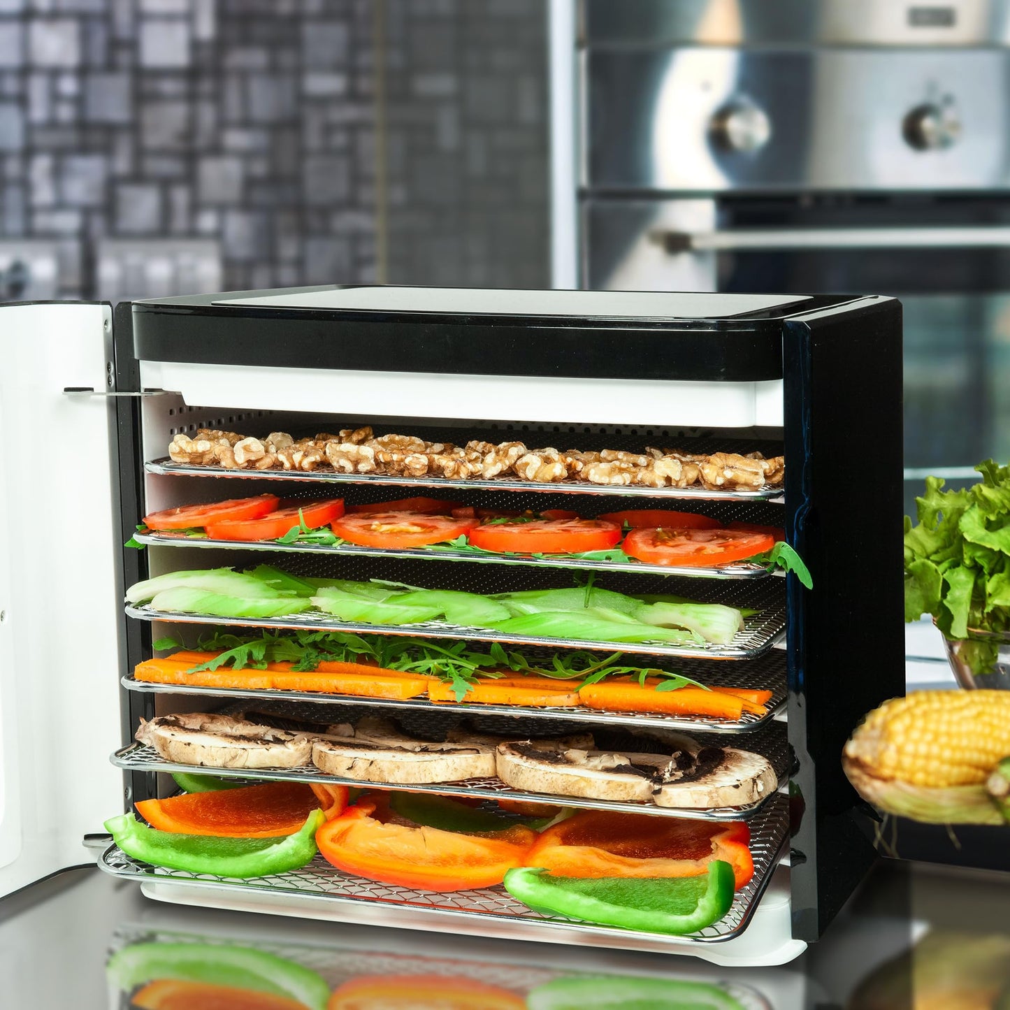 Nebula Food Dehydrator 400W with 6 Stainless Steel Trays, LED Touch Control Design, Adjustable Digital Temperature 35-70C and 48 Hour Timer, Food Dryer for Fruit, Veg, Meat & More