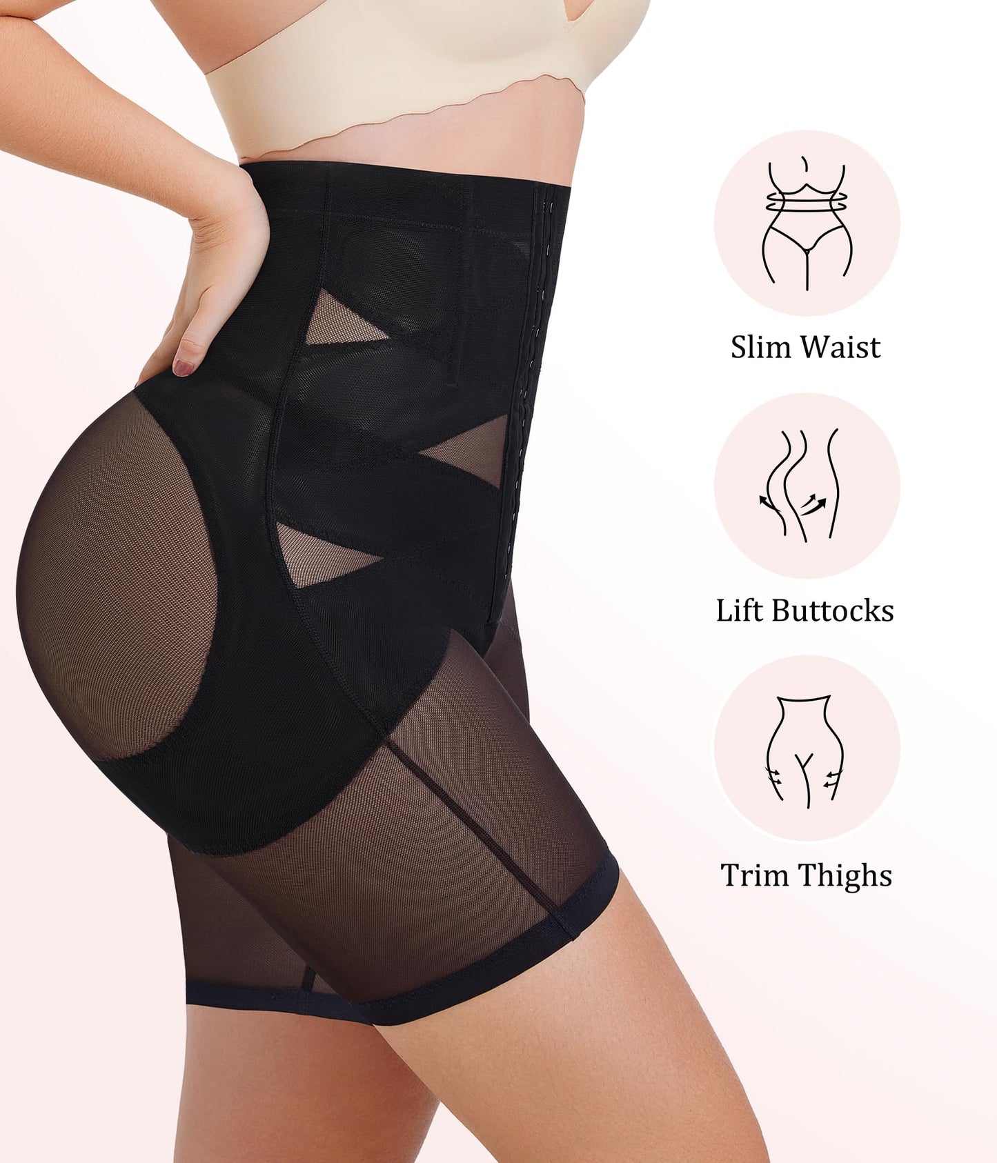 Bafully Women Tummy Control Knickers High Waisted Shapewear Body Shaper Butt Lifter Panties Shaping Underwear (L, Black)