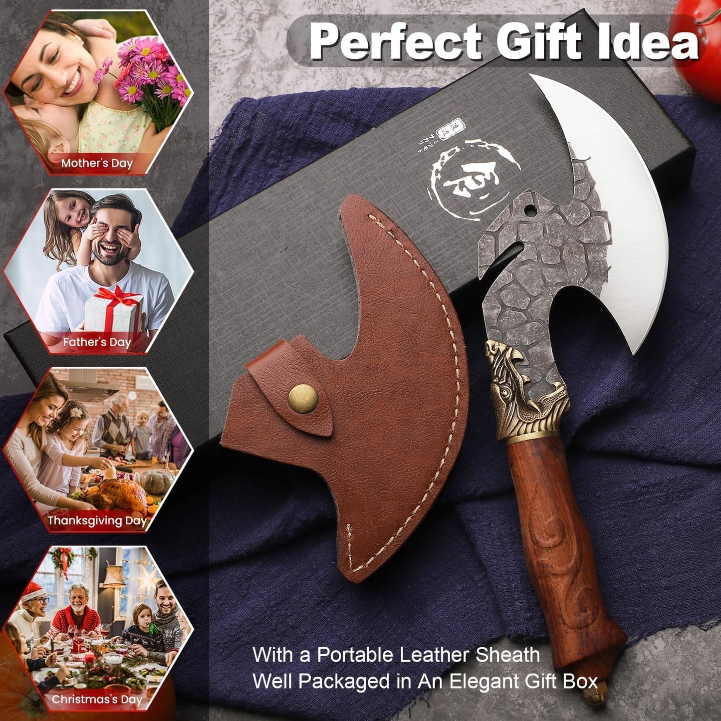 Dream Reach Chef Knife Hand Forged Kitchen Knife with Sheath Home Birthday Gift Men