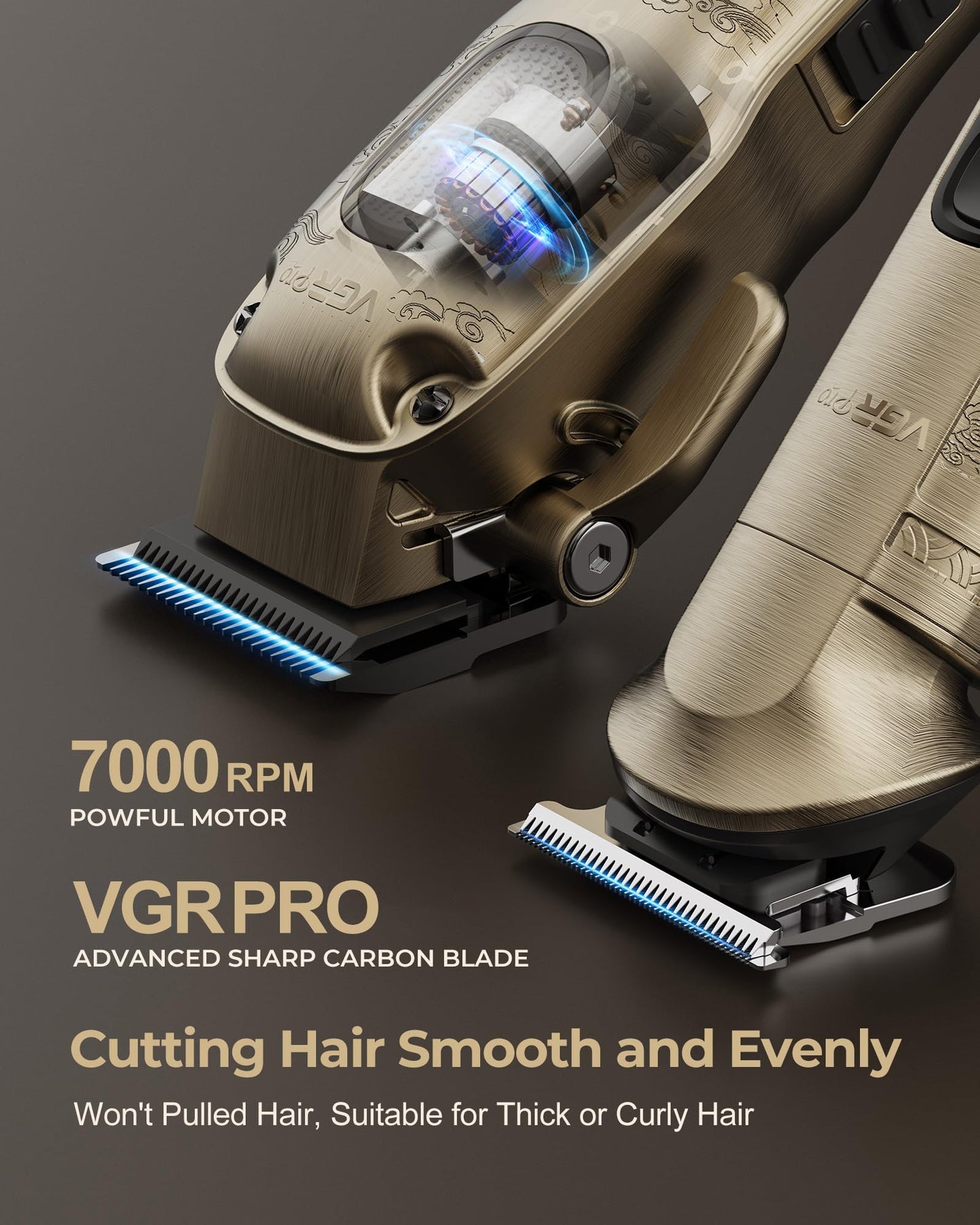 Vgrpro Hair Clippers Men Professional,Mens Clippers and Trimmers Set, USB Rechargeable Cordless Hair Clippers for Hair Cutting, Electric T-Blade Hair Trimmer for Men with Package Box (Gloden)
