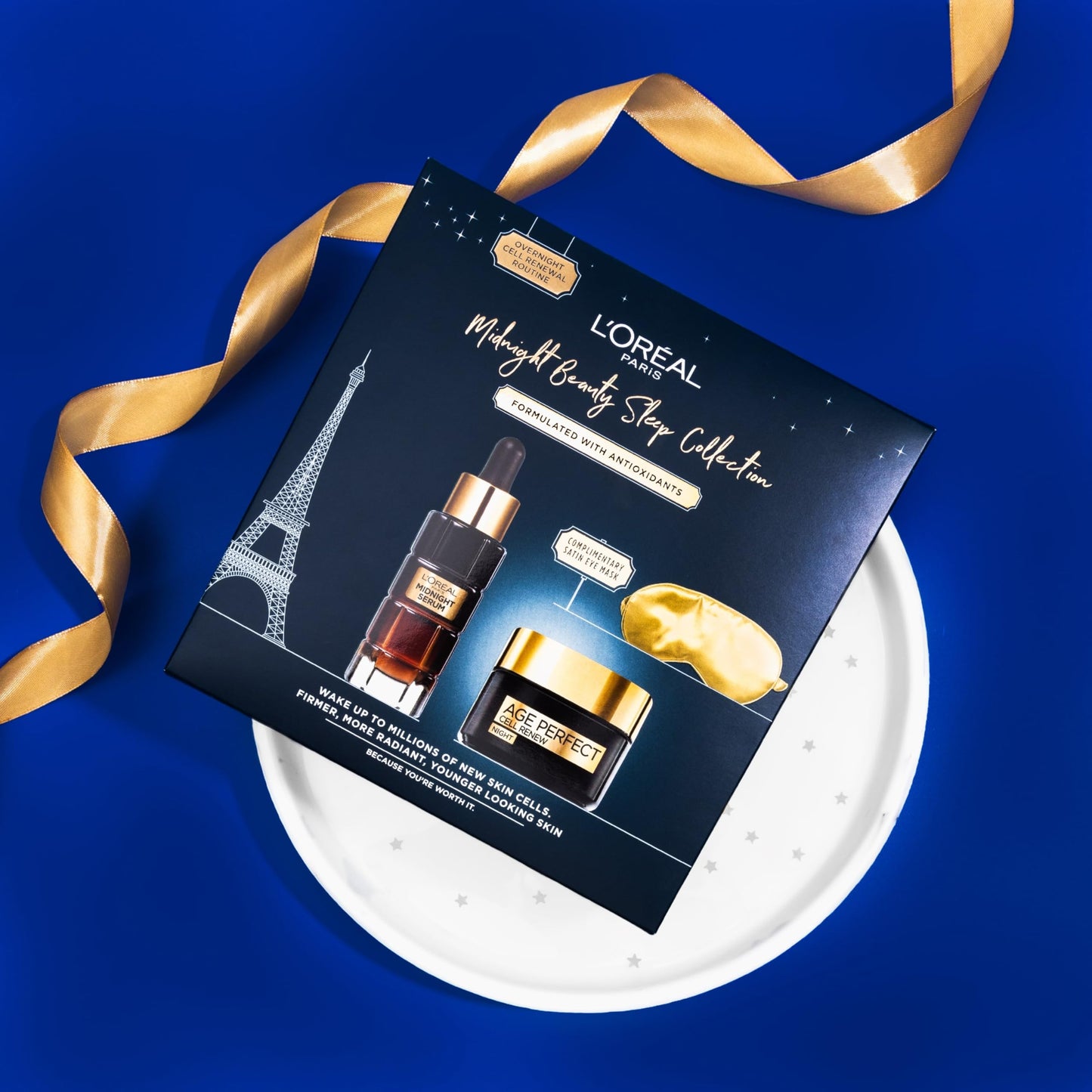 L’Oréal Paris Gift Set, Includes Night Serum and Cream, Cell Renew Overnight Radiance Routine Giftset For Radiance and Skin Cell Renewal, Midnight Beauty Sleep Collection