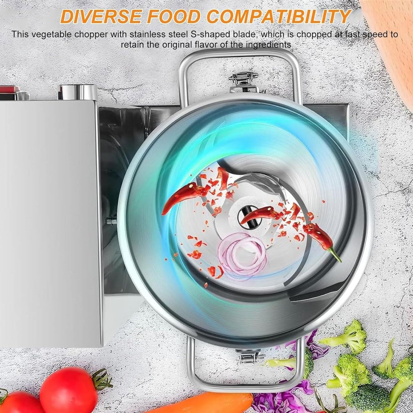 ylpddmm 6L/9L/15L Heavy Duty Electric Vegetable Chopper,Commercial Food Processor, Fully Stainless Steel Body & Blades,for Veggie,Fruit,Meat,6L