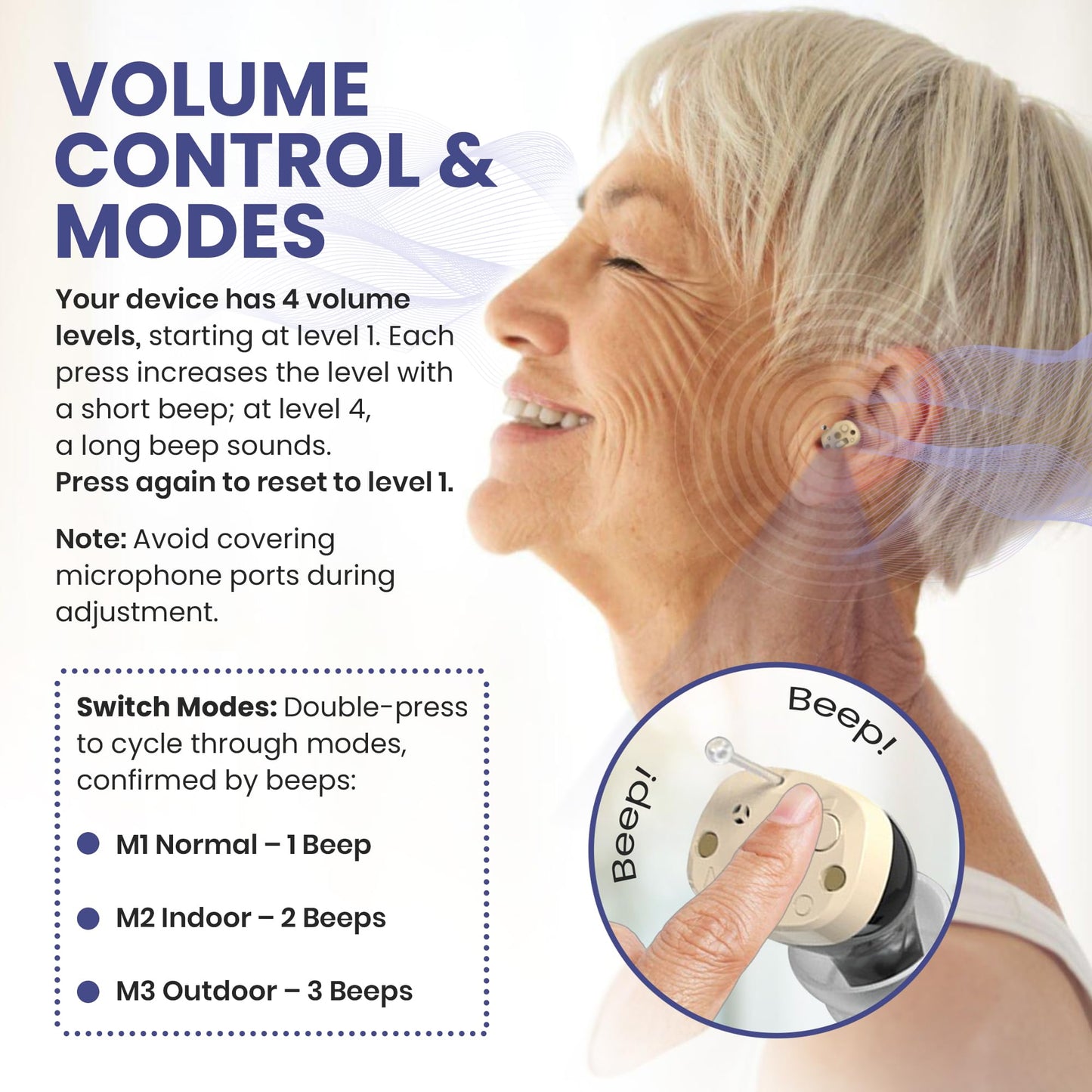 ECHOEDGE Rechargeable Hearing Amplifier - Personal Voice Amplifier with Microphone for Enhanced Sound Clarity - Invisible Design with HD Power Display, Noise Reduction & 30hr Battery Life