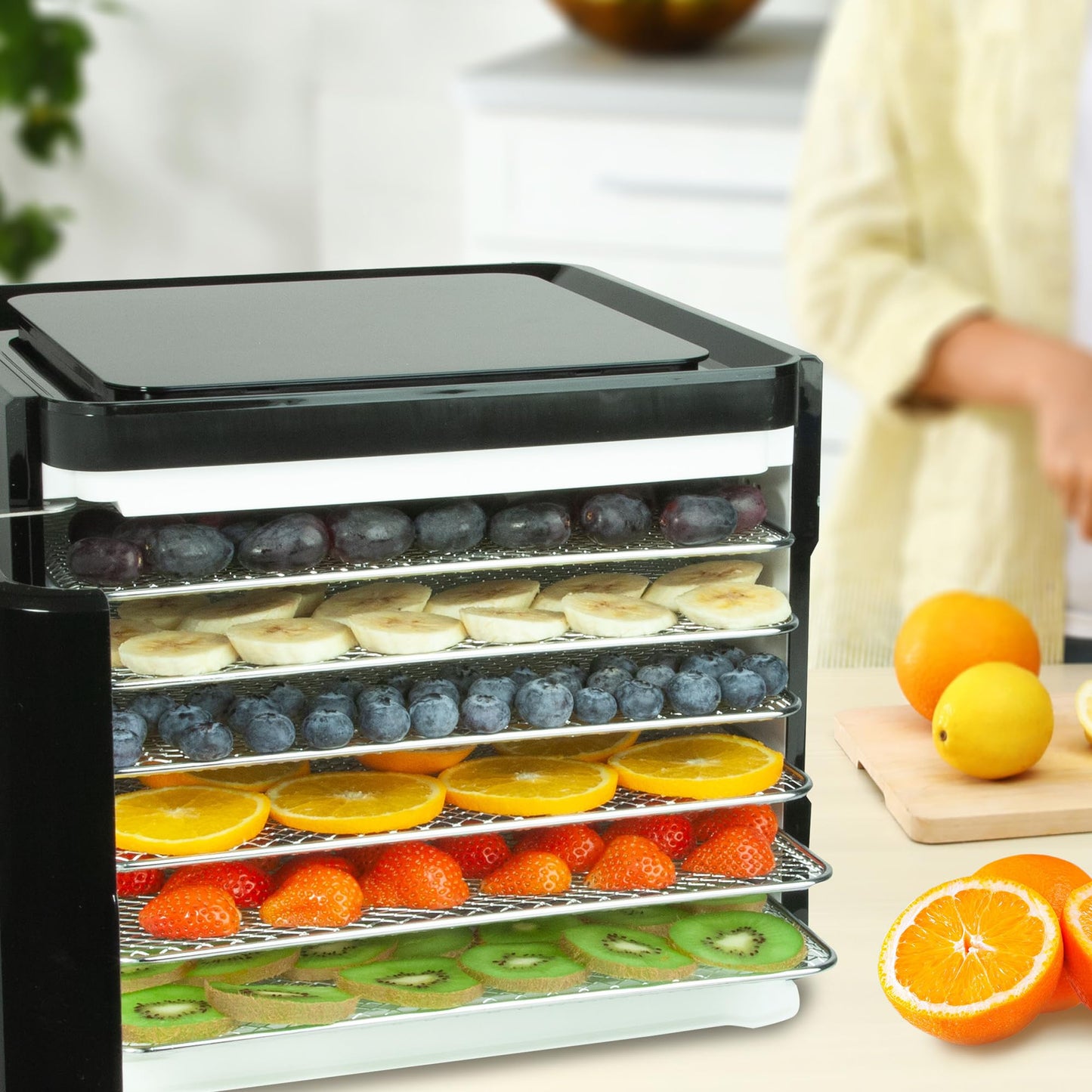Nebula Food Dehydrator 400W with 6 Stainless Steel Trays, LED Touch Control Design, Adjustable Digital Temperature 35-70C and 48 Hour Timer, Food Dryer for Fruit, Veg, Meat & More