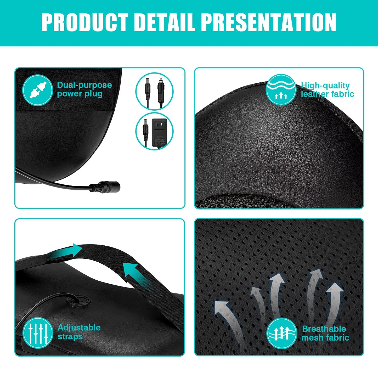 iKristin Back Neck Massager,Shiatsu Massage Pillow with Heat, Deep Tissue Kneading Massagers for Shoulder, Legs, Electric Back Massager for Home & Car