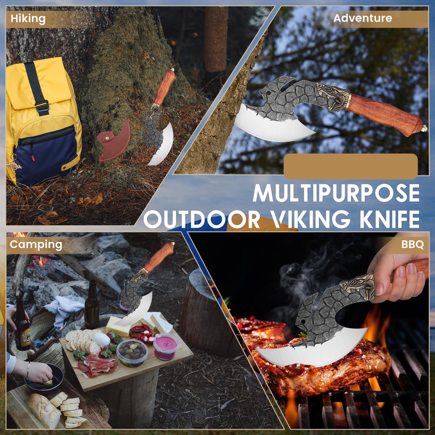 Dream Reach Chef Knife Hand Forged Kitchen Knife with Sheath Home Birthday Gift Men