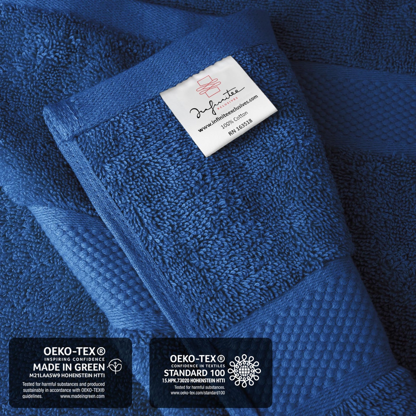 Infinitee Xclusives Premium Bath Sheets Set of 2 Extra Large Bath Towels (90x180cm), 100% Cotton Super Absorbent, Quick-Dry Bath Sheet for Hotel & Spa |Tranquil Navy|