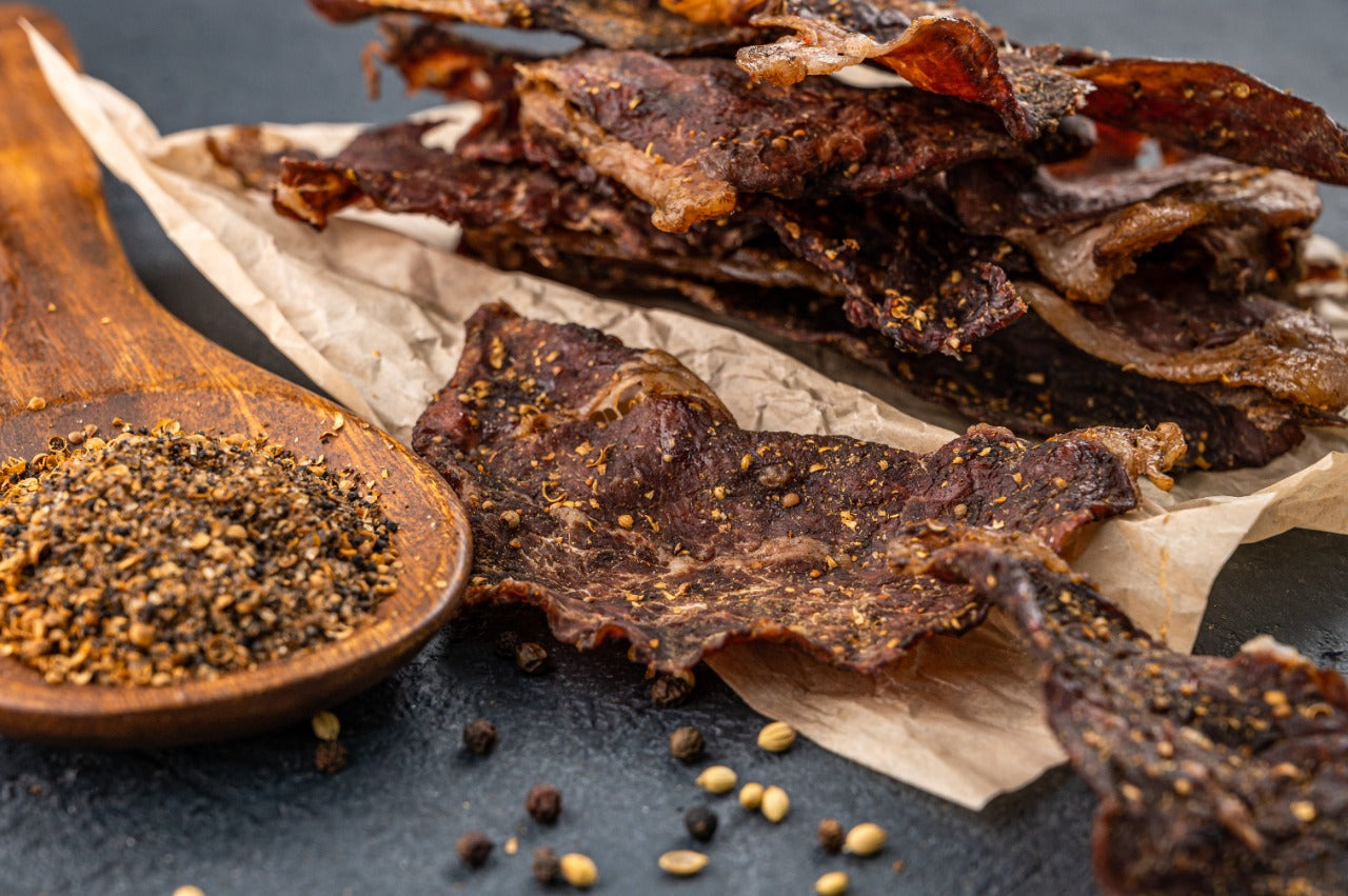 Sliced beef biltong bites