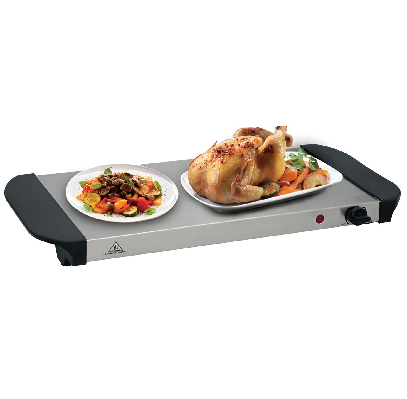 Vintage Gourmet® 3 Tray Food Warmer, All in One Buffet Server with Warming Plate Function,Turkey & Vegetables, Keeps Food Warm 200W, Temperature Control, Cool-Touch Handles Easy Portability 3 x 1.5L