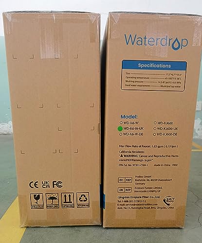 Waterdrop Reverse Osmosis Instant Hot Water RO Filter System, 600 GPD, 2271L, Tankless, 2:1 Pure to Drain, Under Sink, TDS Reduction, Smart LED Faucet, WD-KJ600/WD-K6