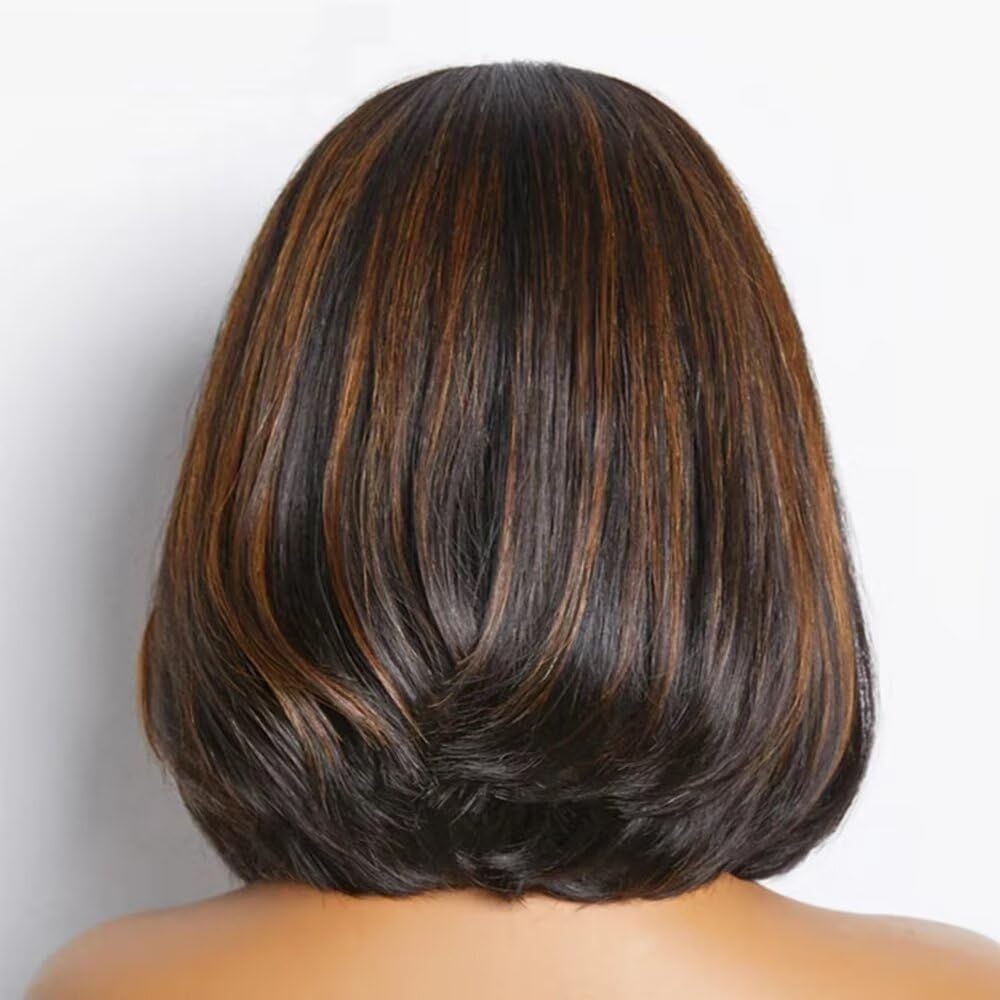 Body Wave Short Bob Human Hair Wig 13x6 HD Transparent Lace Front Human Hair Wig Brazilian Hair Natural Color 150% Density Short Wigs Ocean Wave Pre Plucked With Baby Hair For Women 8Inch