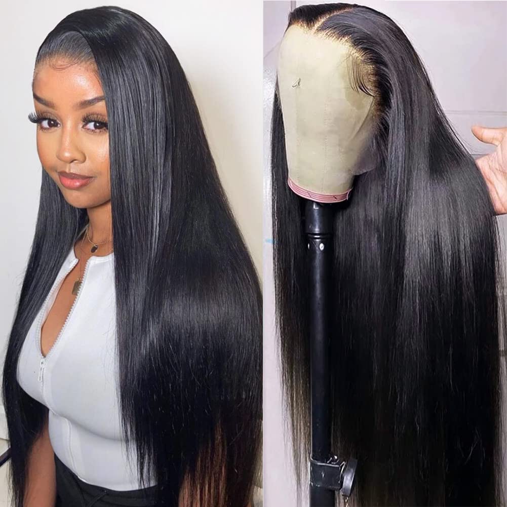 Subella HD Lace Front Wigs Human Hair Pre Plucked Straight 220% Density 13x5 HD Lace Frontal Wig With Baby Hair 12A Transparent Human Lace Wigs For Black Women (26inch)