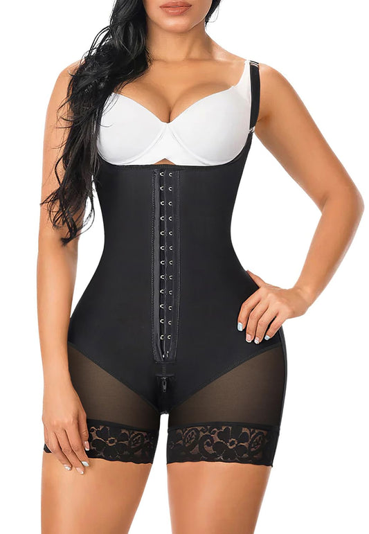 YIANNA Fajas Colombianas Shapewear for Women Tummy Control Post Surgery Compression Garment with Zipper Crotch,YA7260-Black-XL