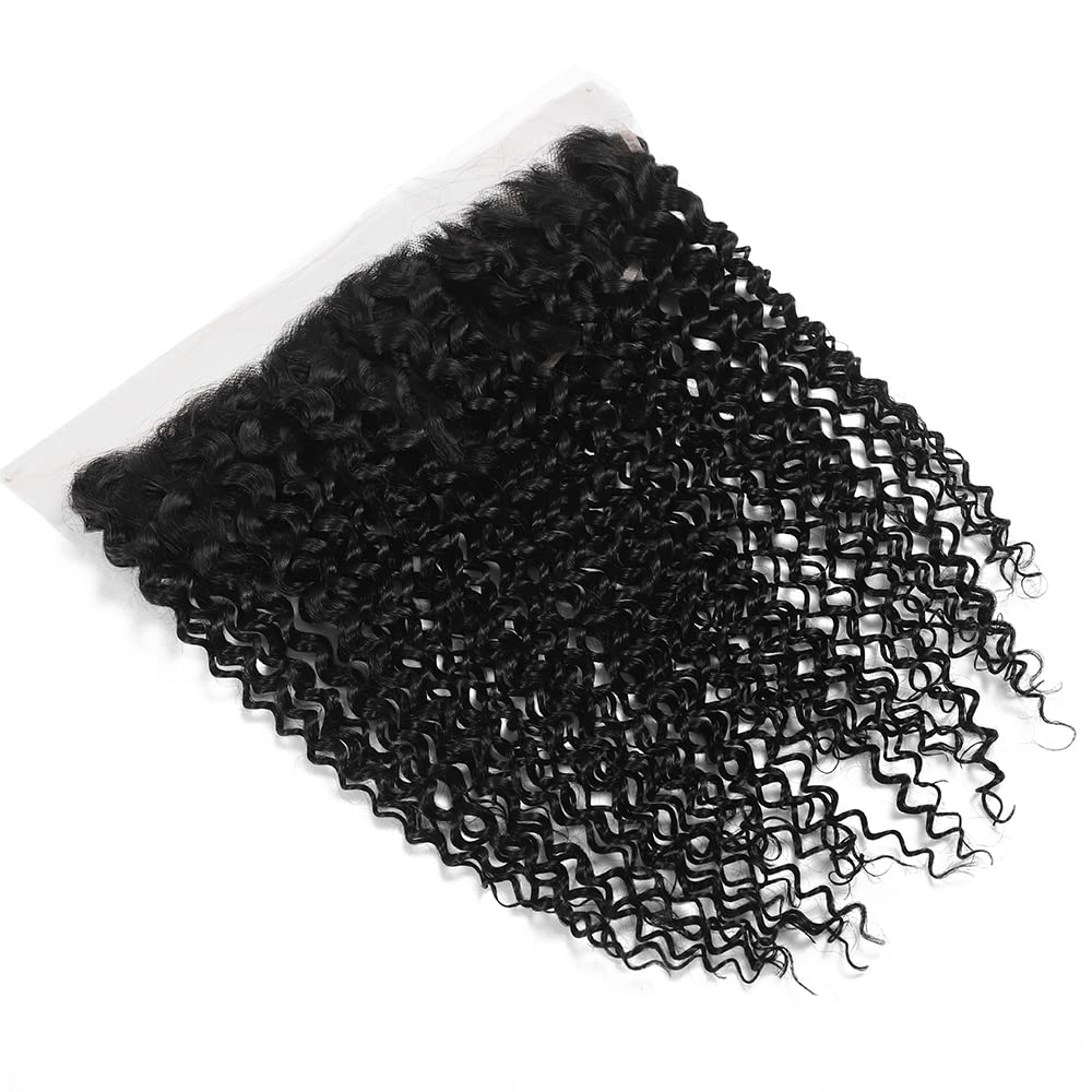 kinky Straight Frontal Closure 13x4 Ear To Ear HD Lace Frontal Closure 16 Inch 12A Brazilian kinky Straight Frontal Human Hair Transparent Frontal Closure 150% Density Natural Hairline Pre Plucked