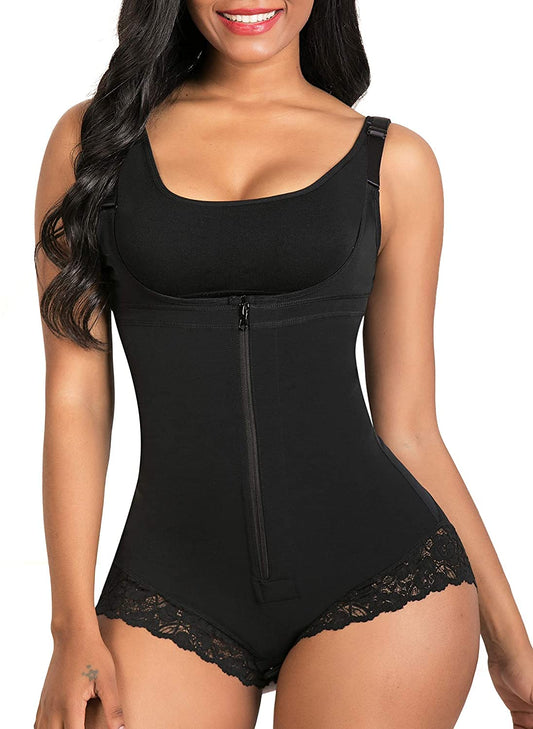 SHAPERX Women Shapewear Tummy Control Fajas Colombianas Open Bust Slimming Body Shaper Shaping Bodysuit, UK-SZ7200-Black-L
