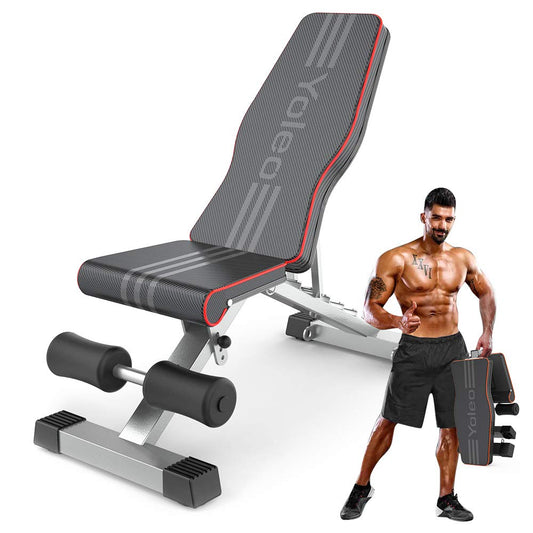 YOLEO Weight Bench, 660LB/300KG Adjustable Foldable Strength Training Bench, Utility Incline Decline Bench for Full Body Workout- Integrated Structure Updated