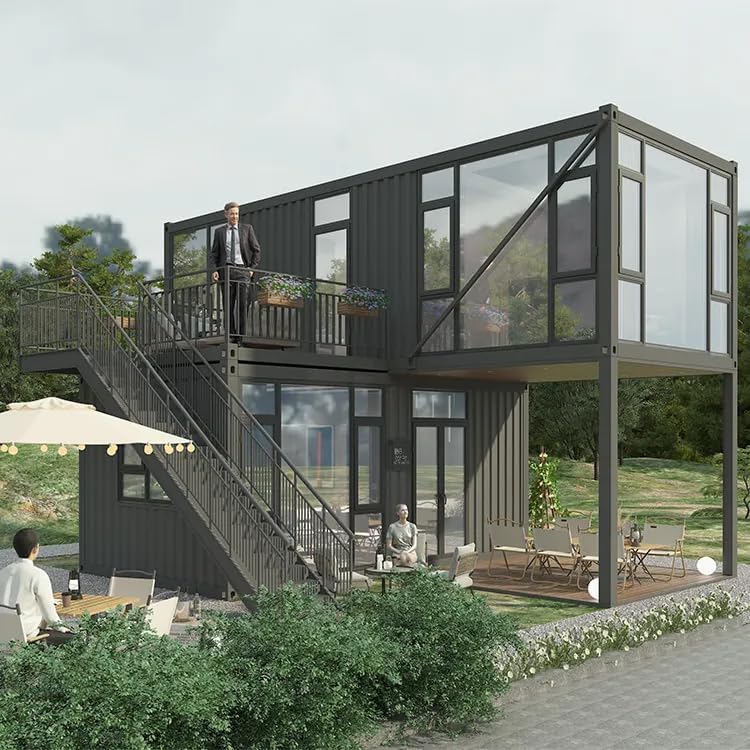 Double Story Prefab House, Expandable Container Tiny House, Luxury Prefab Two-Layer Home, with Bedroom & Bathroom & Kitchen 20 30 40 FT