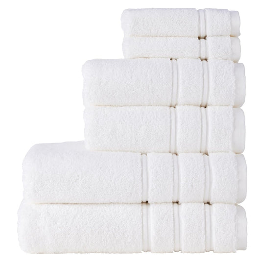 Christy Antalya Large Bath Towels | Set of 6 | 100% Turkish Cotton | 600GSM | Soft Plush Luxury Towel Set | 2 Bath Towels 2 Hand Towels 2 Face Cloths | Quick Dry | White