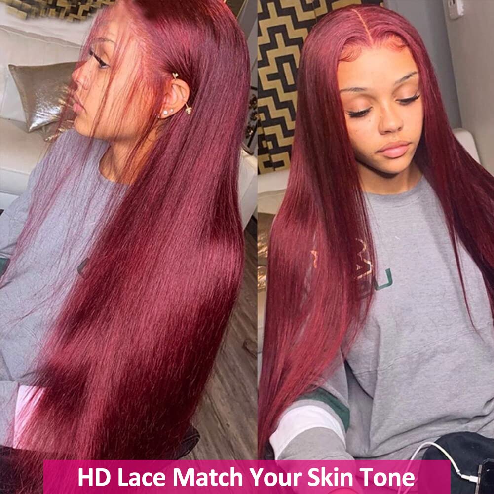 Subella HD Lace Front Wigs Human Hair Pre Plucked Straight 220% Density 13x5 HD Lace Frontal Wig With Baby Hair 12A Transparent Human Lace Wigs For Black Women (26inch)