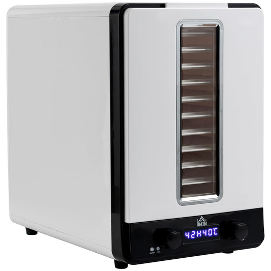 HOMCOM 11 Tier Food Dehydrator, 550W Food Dryer Machine with 40-70℃ Adjustable Temperature, 1-48h Timer and LCD Display for Drying Fruit, Meat, Vegetable, Jerky and Pet Treat, White