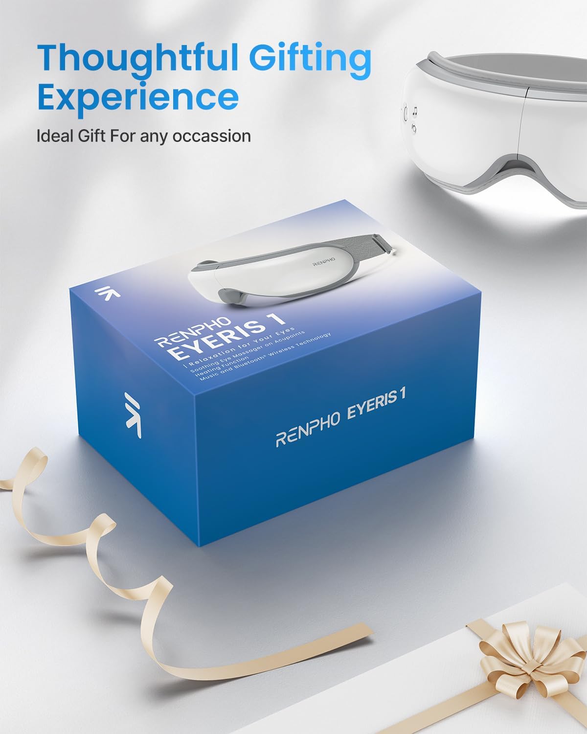 RENPHO Eyeris 1 Eye Massager with Heat & Bluetooth Music, Heated Eye Mask for Sleeping, Relieve Strain Dry Eyes, Face Massager, Birthday Gifts for Women Men