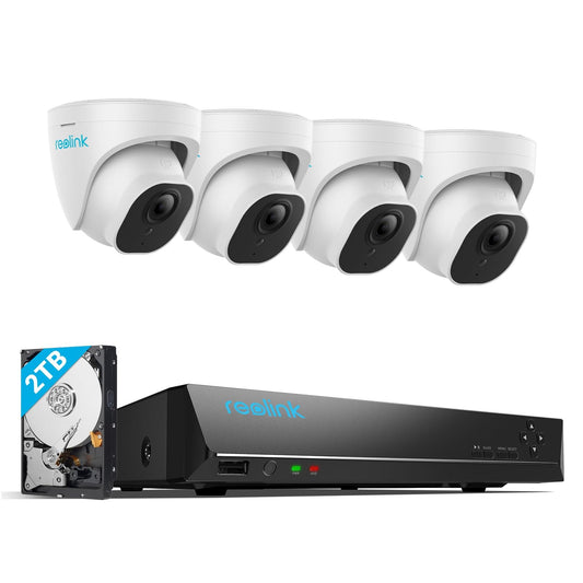 Reolink 4K NVR 8CH PoE CCTV Security Camera System, with 2TB HDD and 4X 5MP Motion Detection Outdoor PoE IP Cameras, 100ft Night Vision Remote Access, RLK8-520D4-5MP