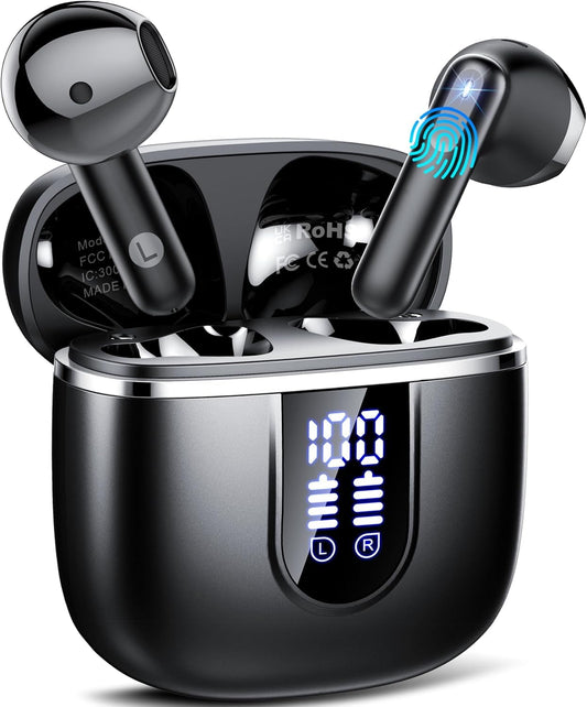 Wireless Earbuds, Bluetooth 5.4 Earphones in Ear with HiFi Stereo,14mm Drivers with Big Bass, 40H Clear Calls Bluetooth Earphones, Wireless Ear Buds with 4 ENC Noise Cancelling Mic IP7 Waterproof