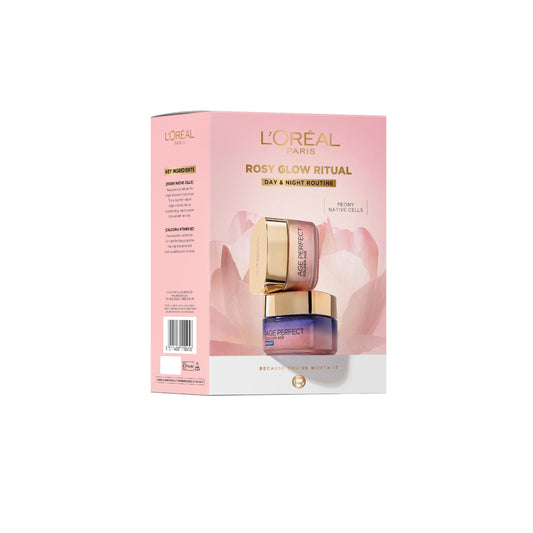 L'Oréal Paris Rosy Ritual Gift Set - Age Perfect Golden Age Rosy Re-Fortifying Day Cream 50ml, Cooling Night Cream 50ml & Complimentary Eye Mask