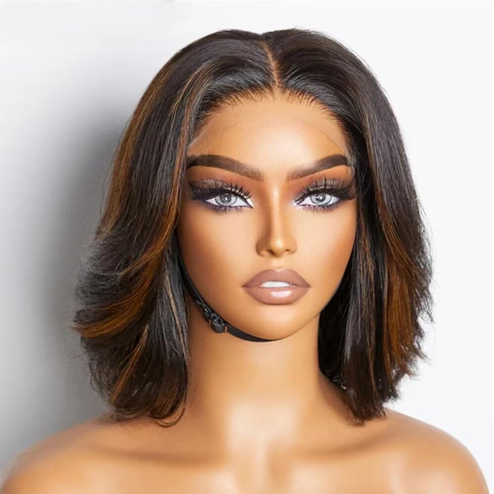 Body Wave Short Bob Human Hair Wig 13x6 HD Transparent Lace Front Human Hair Wig Brazilian Hair Natural Color 150% Density Short Wigs Ocean Wave Pre Plucked With Baby Hair For Women 8Inch
