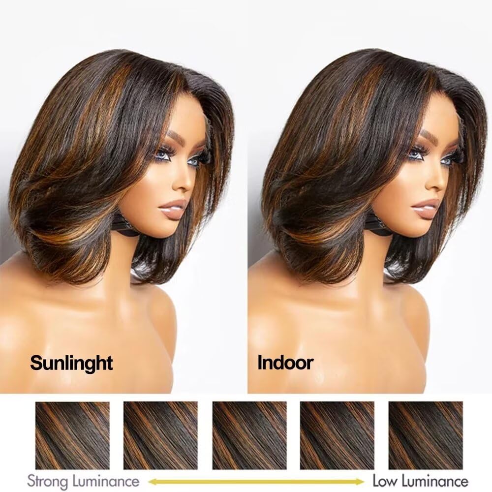 Body Wave Short Bob Human Hair Wig 13x6 HD Transparent Lace Front Human Hair Wig Brazilian Hair Natural Color 150% Density Short Wigs Ocean Wave Pre Plucked With Baby Hair For Women 8Inch