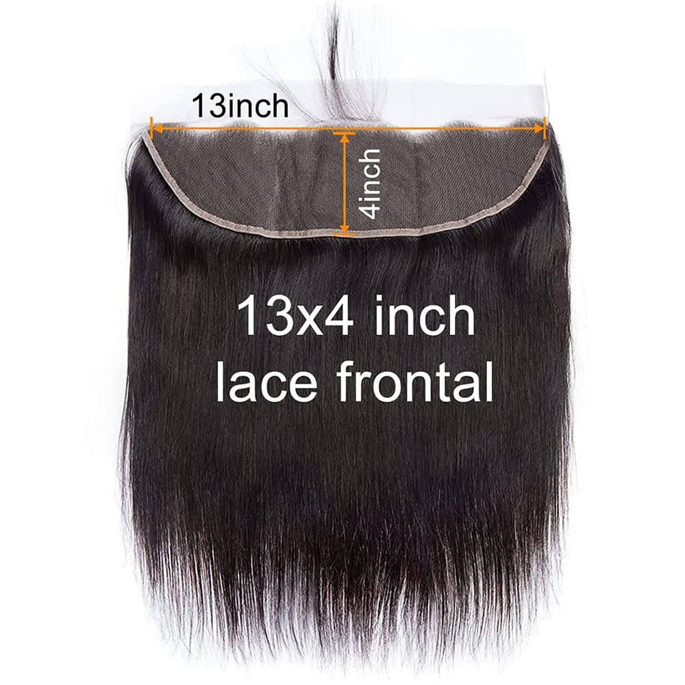 kinky Straight Frontal Closure 13x4 Ear To Ear HD Lace Frontal Closure 16 Inch 12A Brazilian kinky Straight Frontal Human Hair Transparent Frontal Closure 150% Density Natural Hairline Pre Plucked
