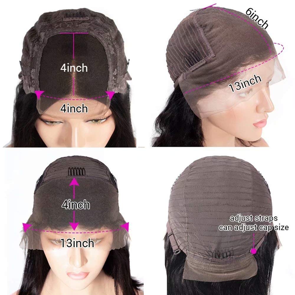 Body Wave Short Bob Human Hair Wig 13x6 HD Transparent Lace Front Human Hair Wig Brazilian Hair Natural Color 150% Density Short Wigs Ocean Wave Pre Plucked With Baby Hair For Women 8Inch