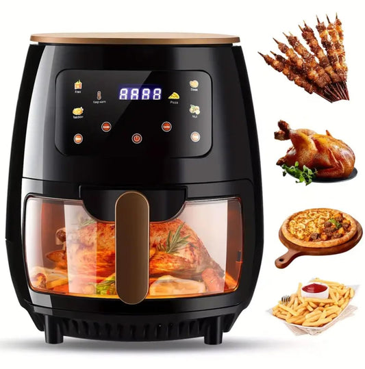Air Fryer, New Large Capacity, Touch Screen, Multifunction, Mini Oven, Touch Controls With 6 Presets, Nonstick & Dishwasher Safe Basket, FULL GLASS BASKET