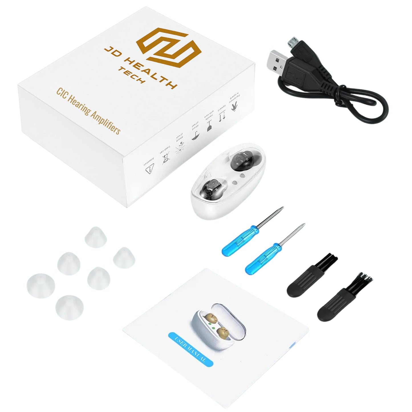 JD Health Tech | Invisible Mini Digital Hearing Amplifier Sound Aid Voice Enhancer Rechargeable (SimpleSound)