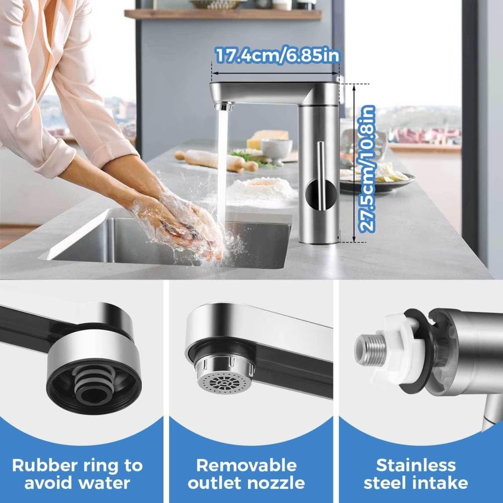 Instant Hot Water Tap, 220V 3000W Tankless Electric Tap for Bathroom/Kitchen, Cold and Hot Water Faucet with Digital Display, Adjustable Temperature 30-55°C