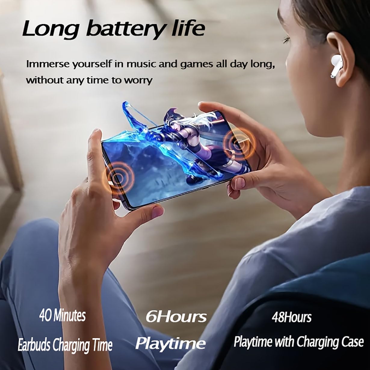 WEKNA Wireless Earbuds,Bluetooth 5.4 Headphones In Ear with Noise Cancelling Mic, 3D HiFi Stereo Headphones, 48H Playtime, IP8 Waterproof Wireless Earphones for iphone/Android/IOS, Bluetooth Earbuds