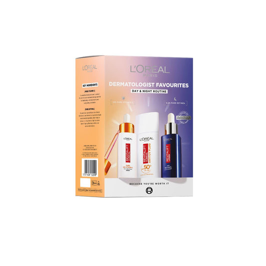 L'Oreal Paris Dermatologist Favourites Gift Set, Featuring Vitamin C Serum, SPF50+ Sunprotection & Retinol Serum, Your Complete Day & Night Routine for Radiant, Youthful Skin