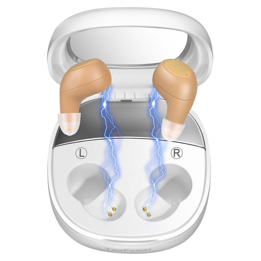 Hearing Amplifiers for Seniors & Adults Invisible Mini Latest 16-Channel Digital Rechargeable Hearing Amplifiers with Intelligent Noise Reduction,Voice Broadcast,3 Modes,5 Levels of Volume Adjustment