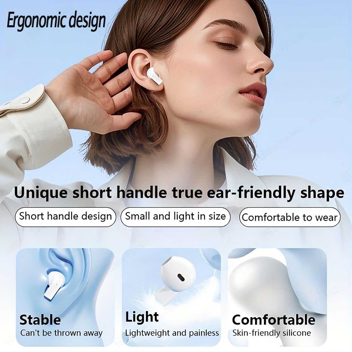 WEKNA Wireless Earbuds,Bluetooth 5.4 Headphones In Ear with Noise Cancelling Mic, 3D HiFi Stereo Headphones, 48H Playtime, IP8 Waterproof Wireless Earphones for iphone/Android/IOS, Bluetooth Earbuds