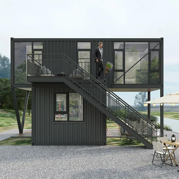 Double Story Prefab House, Expandable Container Tiny House, Luxury Prefab Two-Layer Home, with Bedroom & Bathroom & Kitchen 20 30 40 FT
