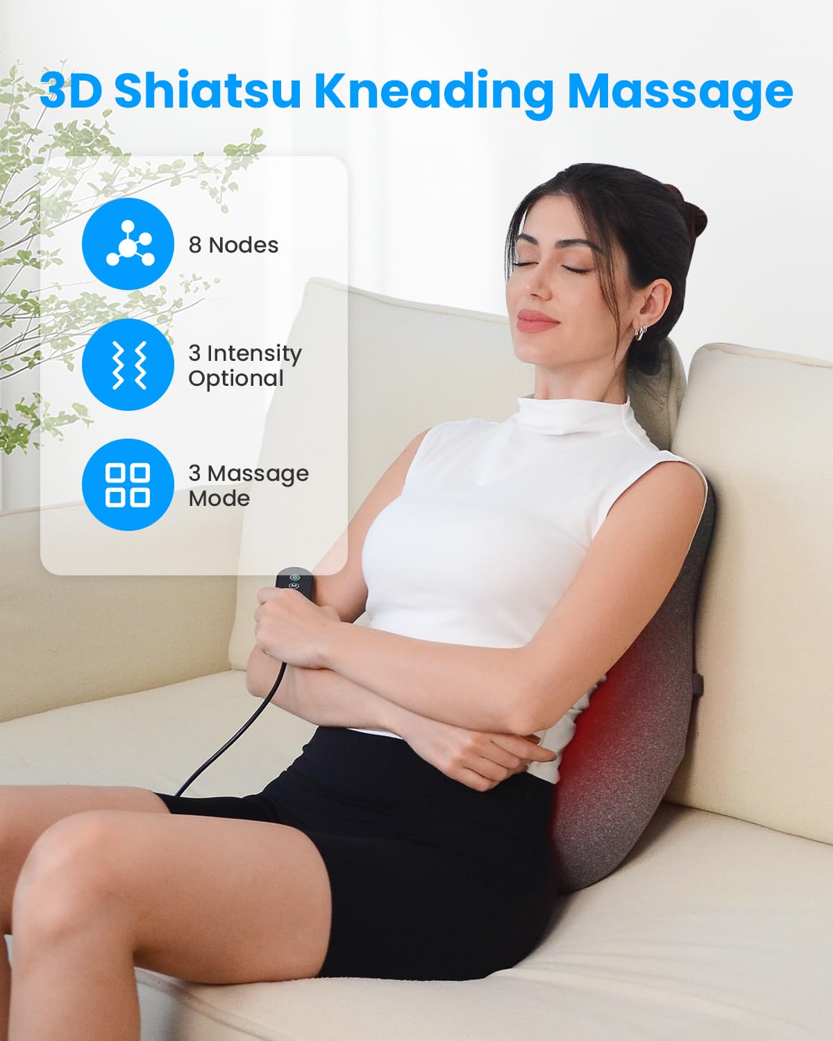 COMFIER Back Massager with Heat, Memory Foam Back Support Cushion with Shiatsu Massage, Ergonomic Lumbar Support with Graphene Heat, Neck Massager Gifts for Women, Mens Gifts